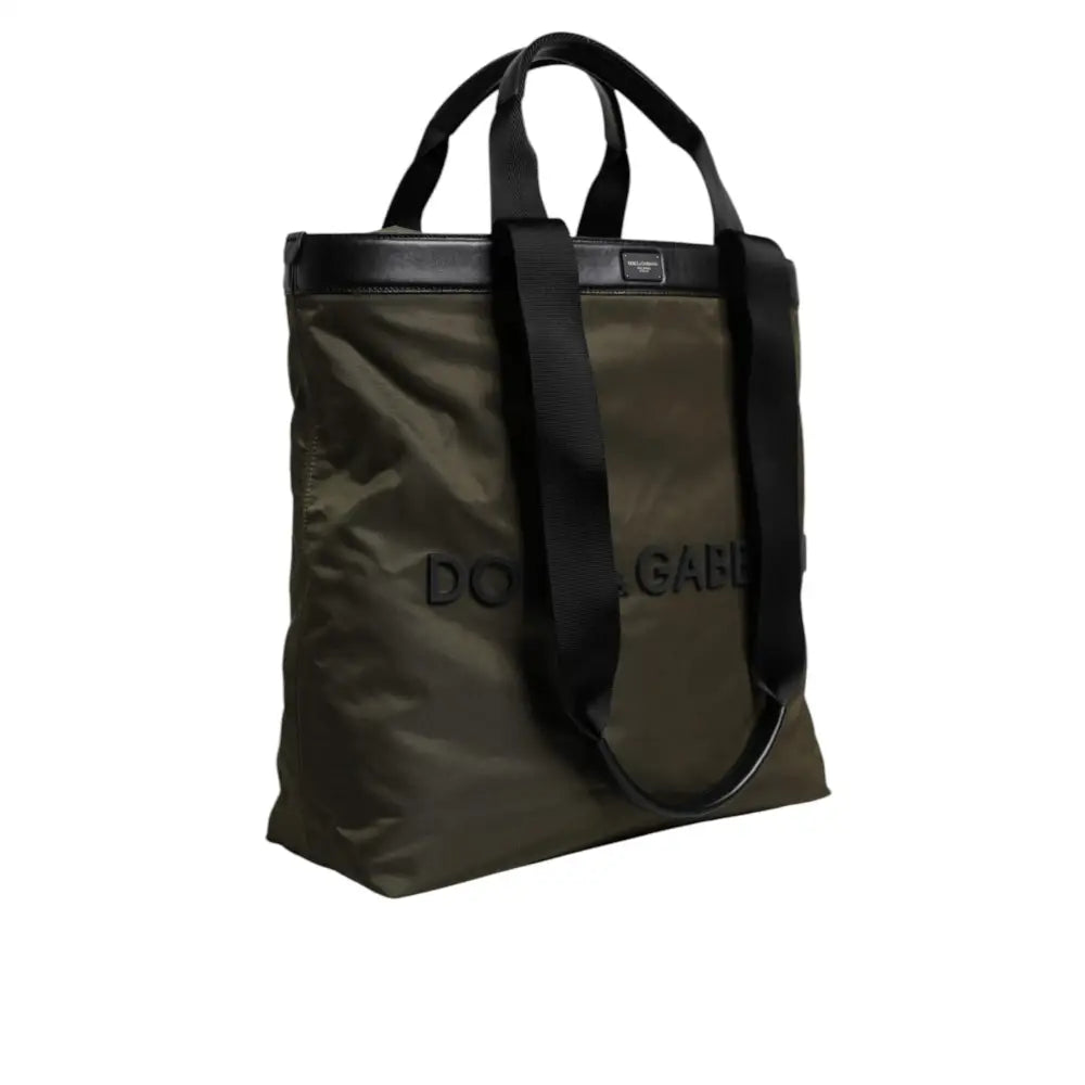 Dolce & Gabbana Military Green Nylon Shoulder Strap Tote Bag