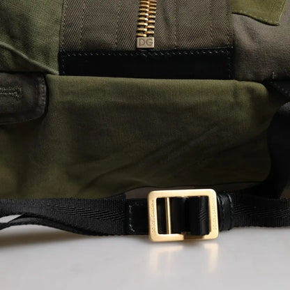 Dolce & Gabbana Military Green Patchwork Rucksack Backpack Bag