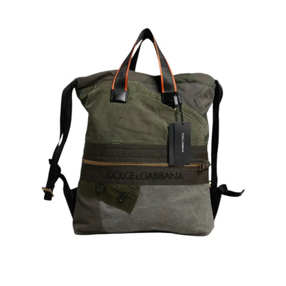 Dolce & Gabbana Military Green Patchwork Rucksack Backpack Bag
