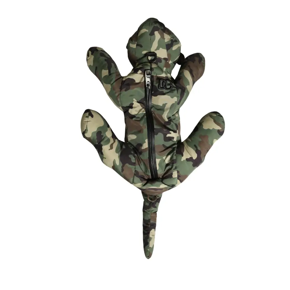Dolce & Gabbana multicolor camouflage animal silhouette puffer coat med lag