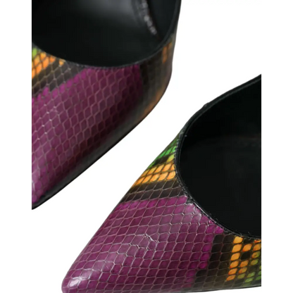 Gabbana multicolor exotic læder heels i lilla slangeskind med høje hæle