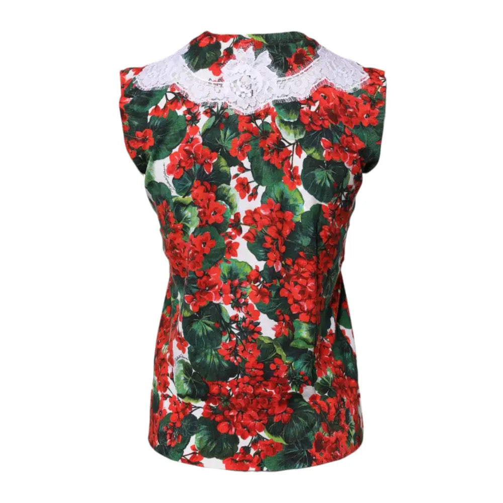 Dolce & Gabbana Multicolor Floral Lace Sleeveless Tank Top