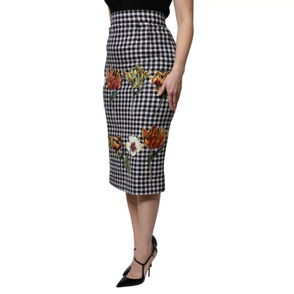 Dolce & Gabbana Multicolor Floral Print High Waist Pencil Cut Skirt