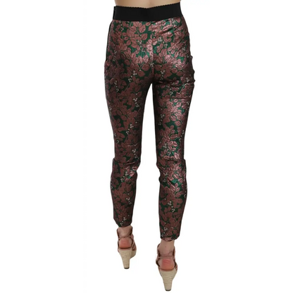 Dolce & Gabbana Multicolor Iridescent Brocade Jacquard Trousers Crop Pants - Bukser