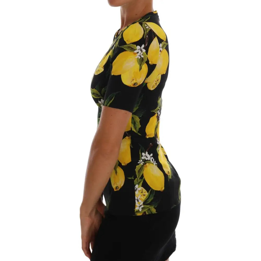 Dolce & Gabbana Multicolor Lemon Silk Stretch T-Shirt