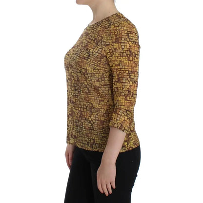 Dolce & Gabbana Multicolor Mosaic Print Silk Blouse T-shirt