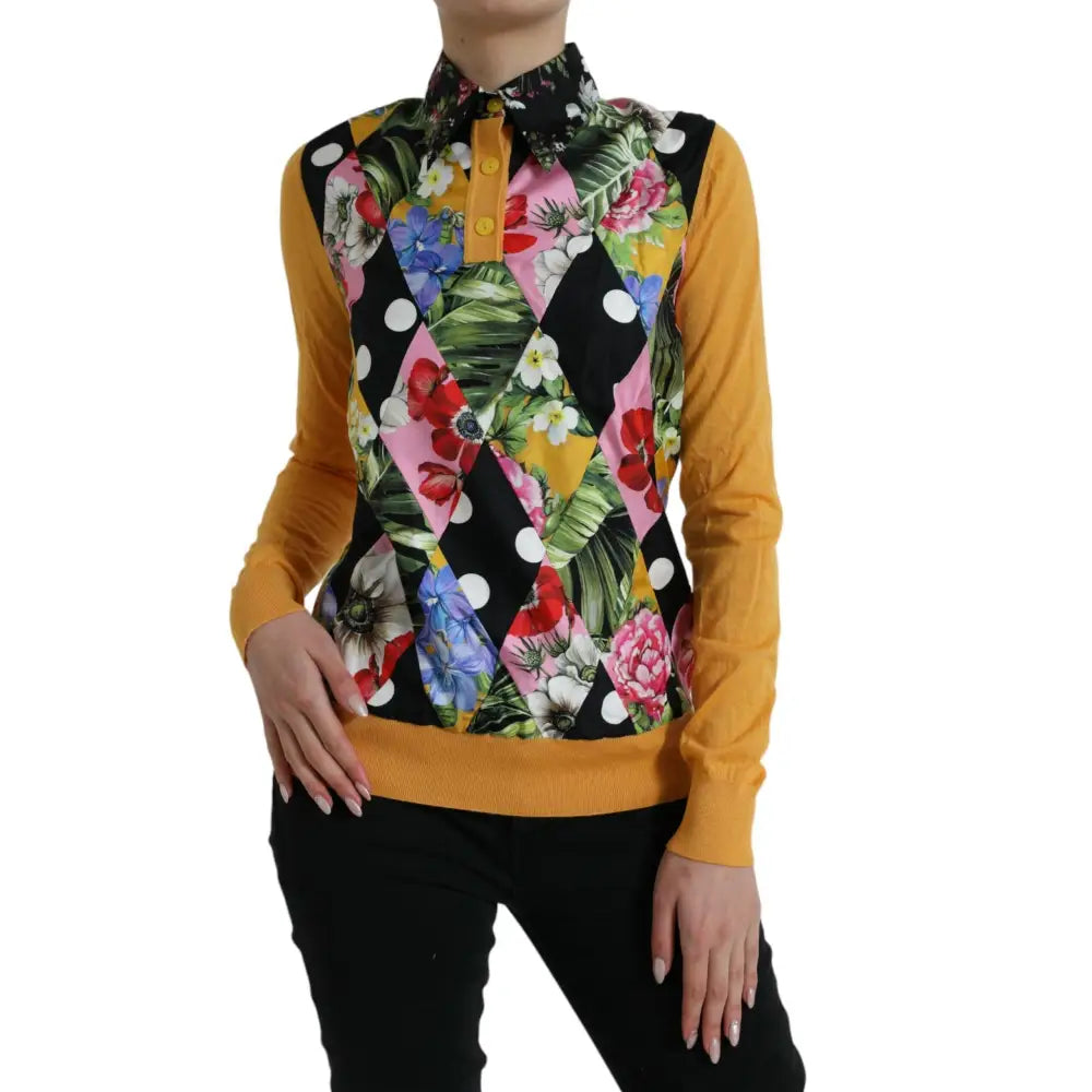 Dolce & Gabbana Multicolor Patchwork Cashmere Henley Sweater