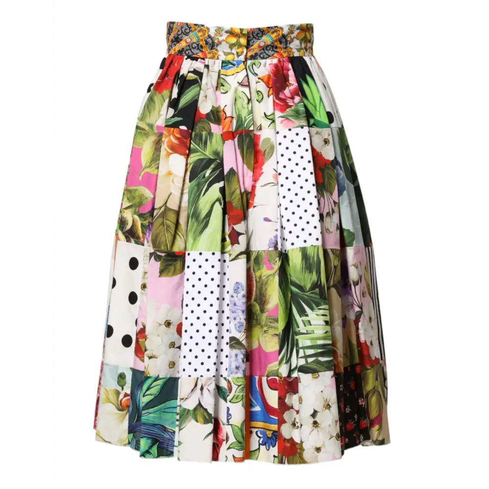 Dolce & Gabbana Multicolor Patchwork High Waist Midi Skirt - IT36/XXS