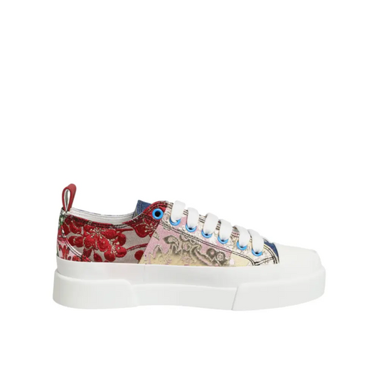 Dolce & Gabbana Multicolor Patchwork Low Top Sneakers Shoes - EU35/US4.5