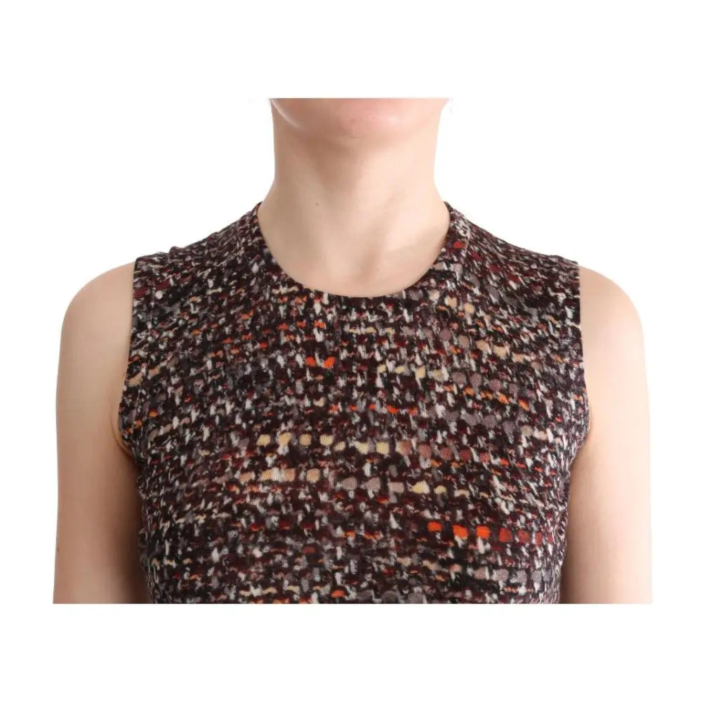 Dolce & Gabbana Multicolor Print Knit Top Wool T-shirt