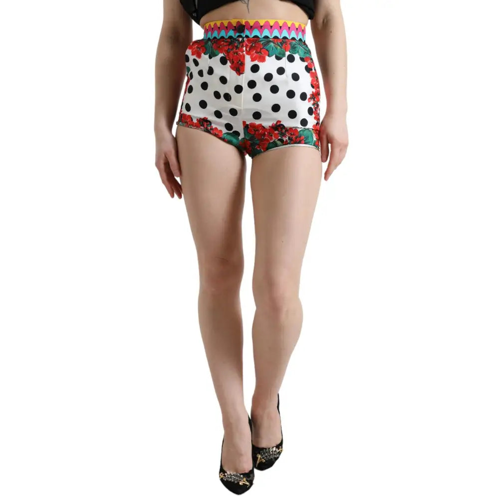Dolce & Gabbana Multicolor Silk High Waist Hot Pants
