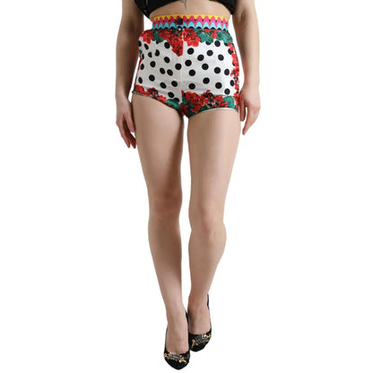 Dolce & Gabbana Multicolor Silk High Waist Hot Pants