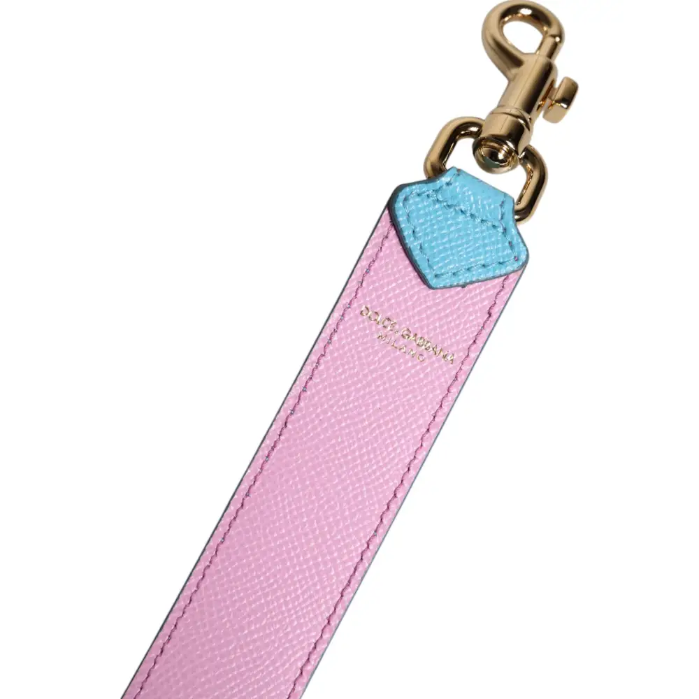 Dolce & Gabbana Pink Blue Leather Handle Bag Shoulder Strap
