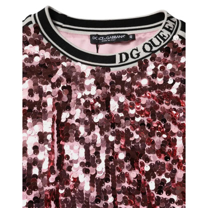 Dolce & Gabbana Pink DG Queen Sequin Pullover Sweater