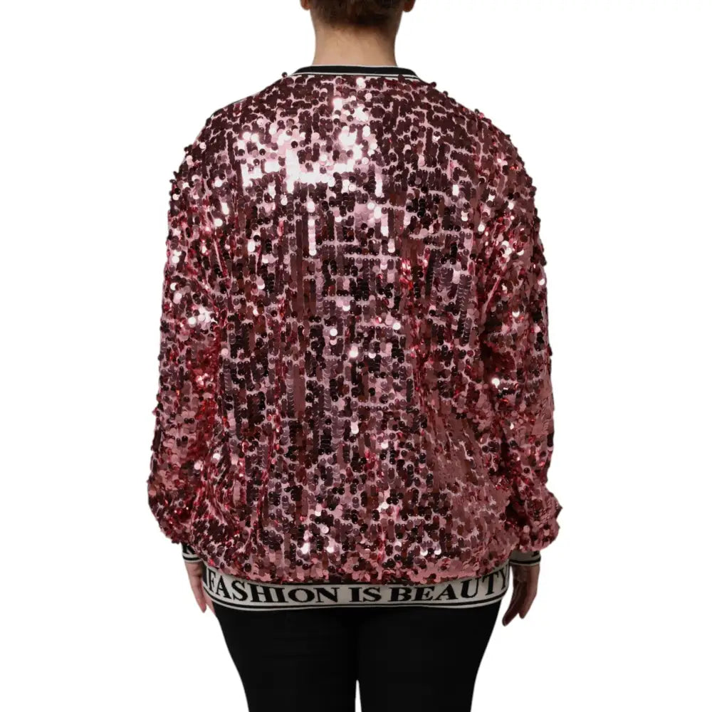 Dolce & Gabbana Pink DG Queen Sequin Pullover Sweater