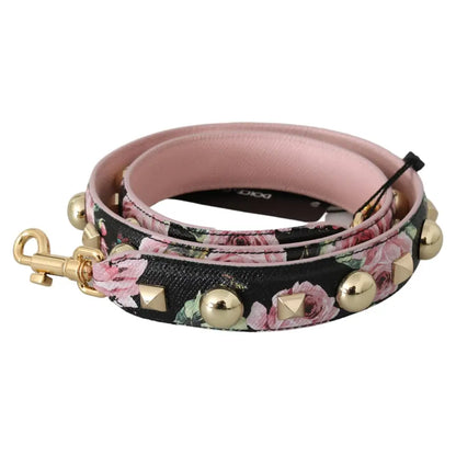 Dolce & Gabbana Pink Floral Leather Stud Accessory Shoulder Strap