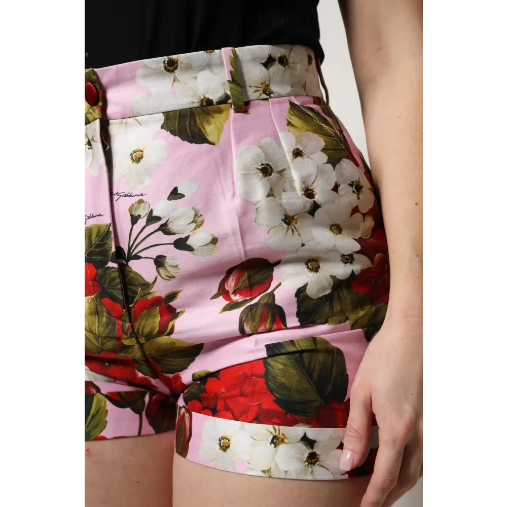 Dolce & Gabbana Pink Floral Print High Waist Hotpants Short - Bukser