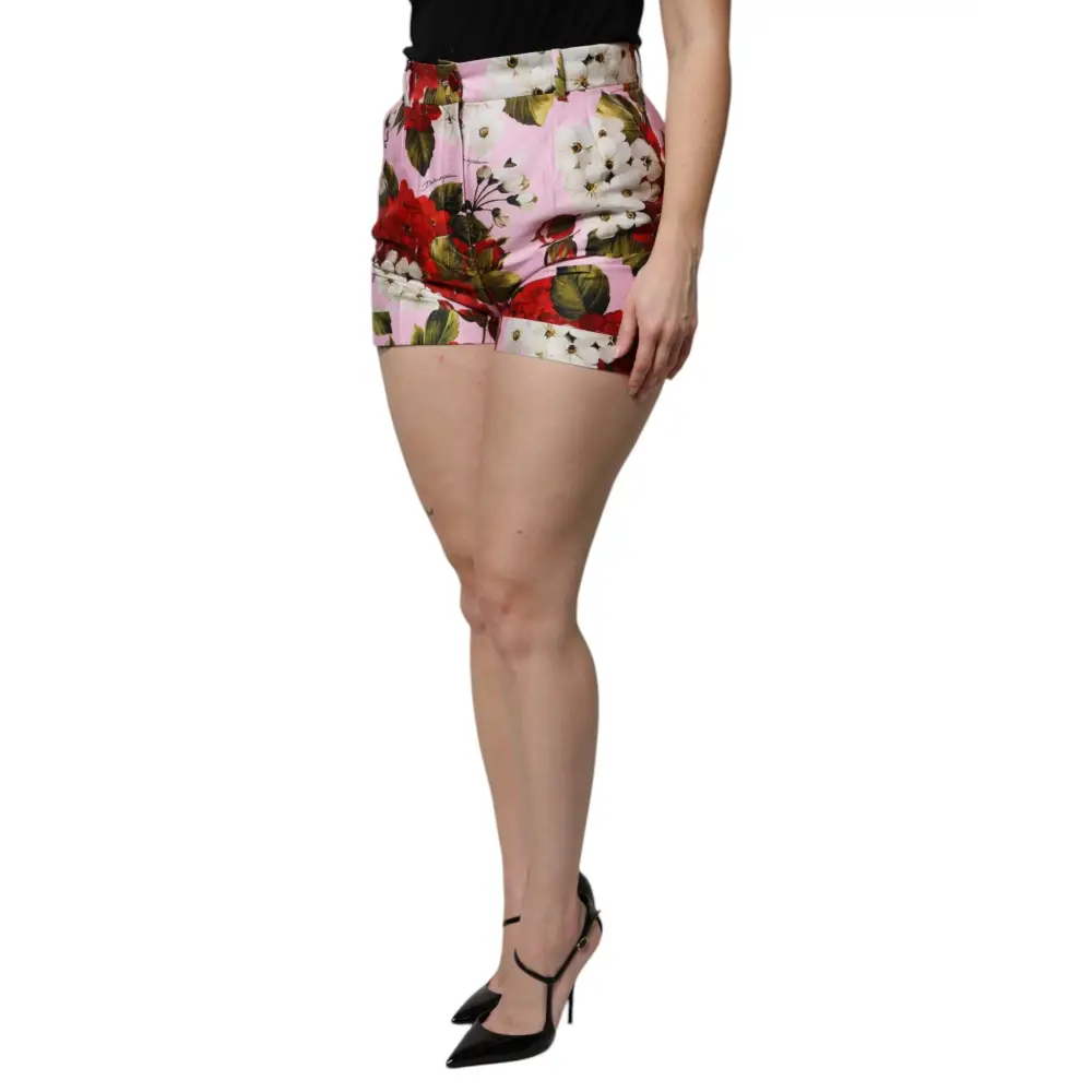 Dolce & Gabbana Pink Floral Print High Waist Hotpants Short - Bukser