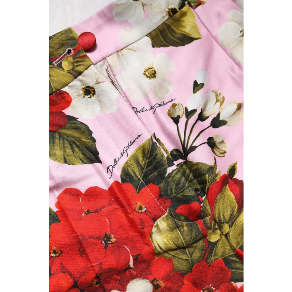 Dolce & Gabbana Pink Floral Print High Waist Hotpants Short - Bukser