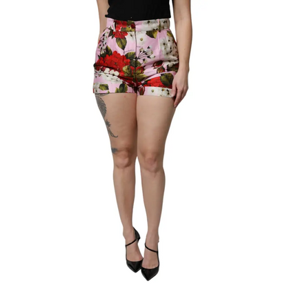Dolce & Gabbana Pink Floral Print High Waist Hotpants Short - Bukser