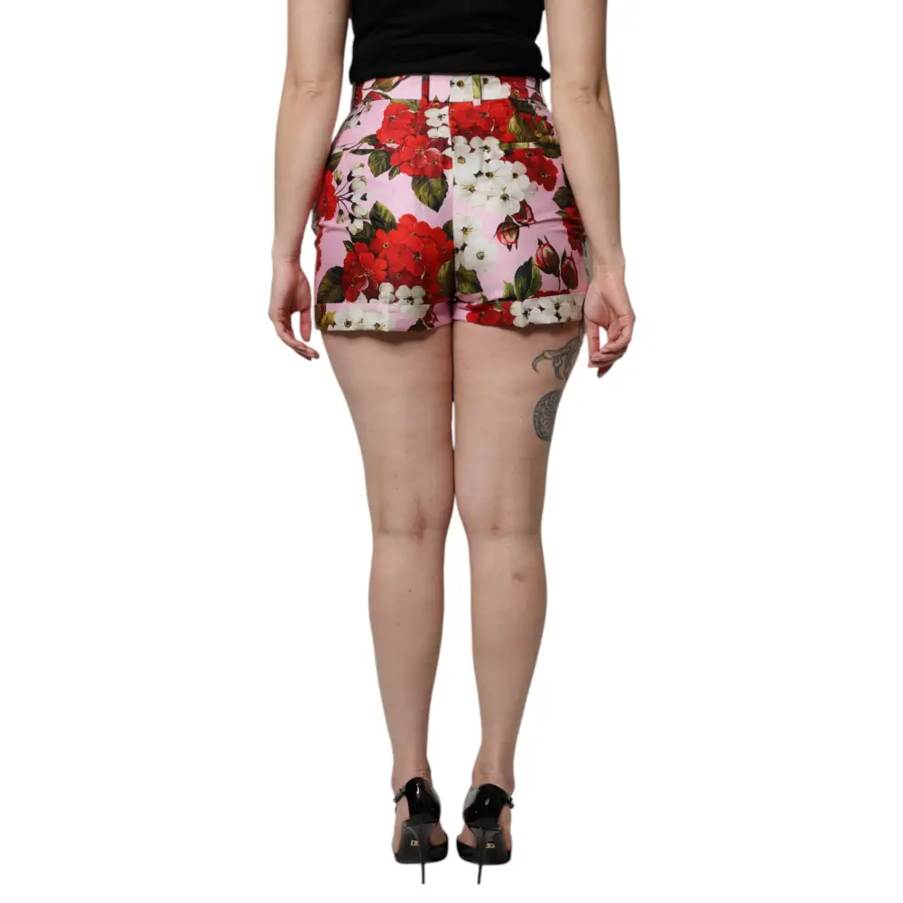 Dolce & Gabbana Pink Floral Print High Waist Hotpants Short - Bukser