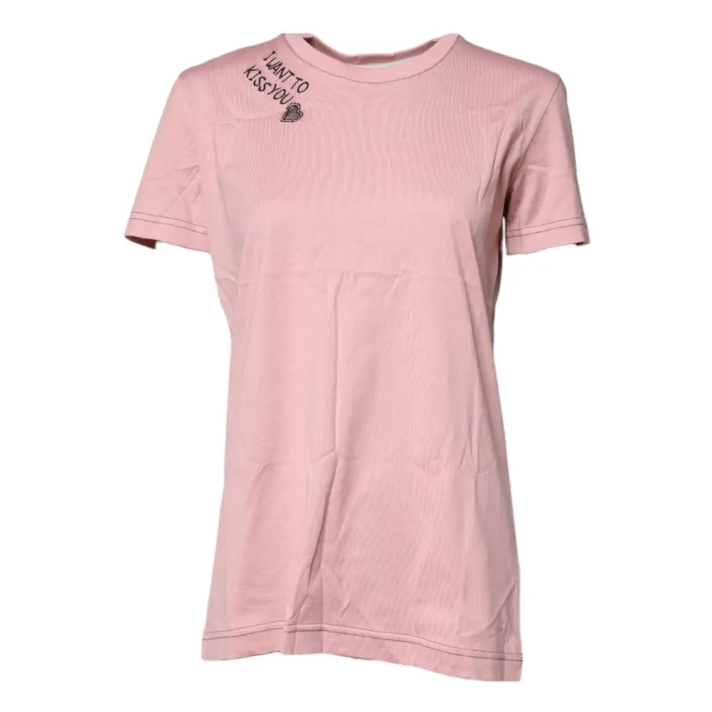 Dolce & Gabbana Pink Logo Print Cotton Crew Neck T-shirt
