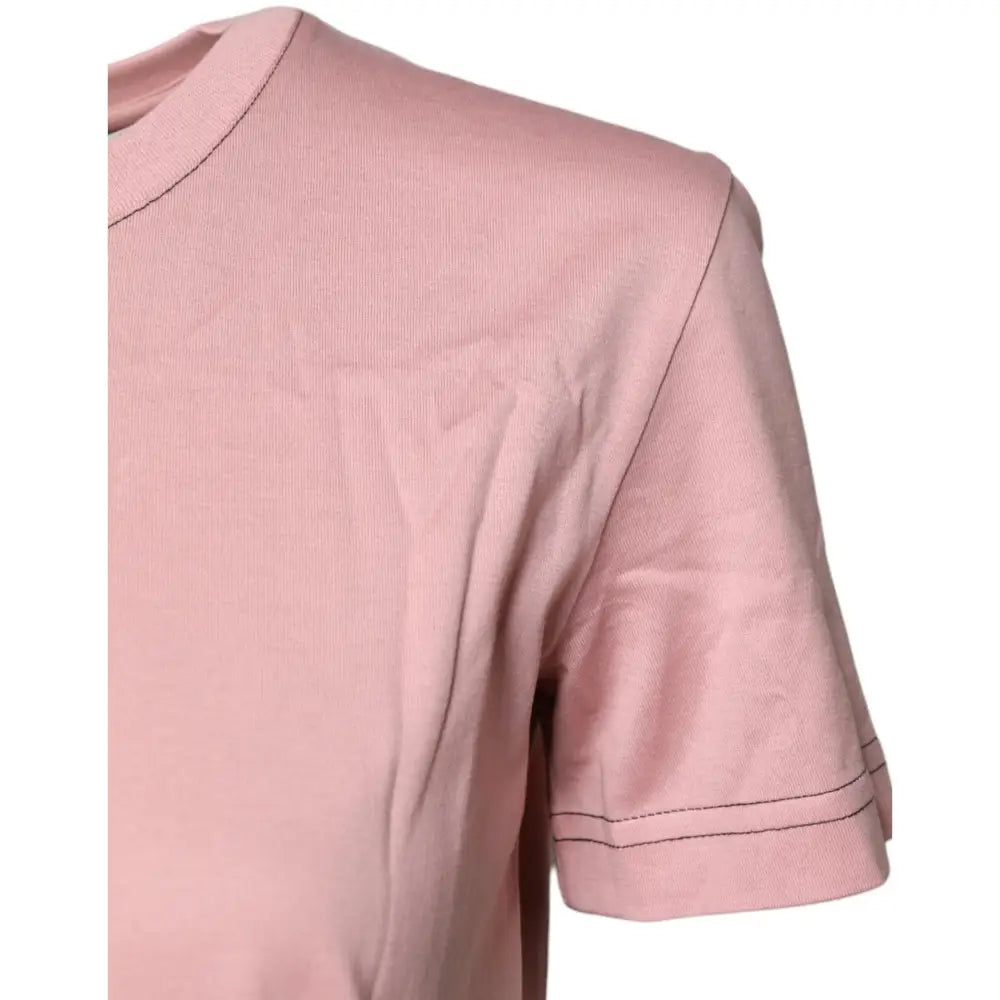 Dolce & Gabbana Pink Logo Print Cotton Crew Neck T-shirt