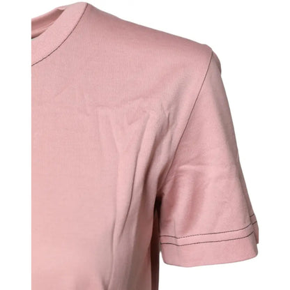 Dolce & Gabbana Pink Logo Print Cotton Crew Neck T-shirt