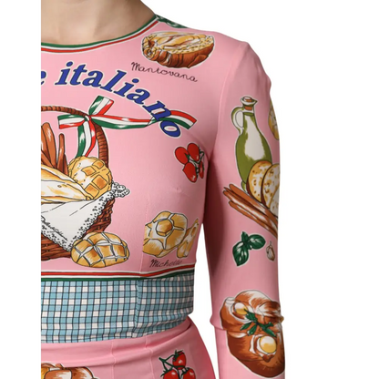 Dolce & Gabbana Pink Pastry Print Bodycon Sheath Midi Dress