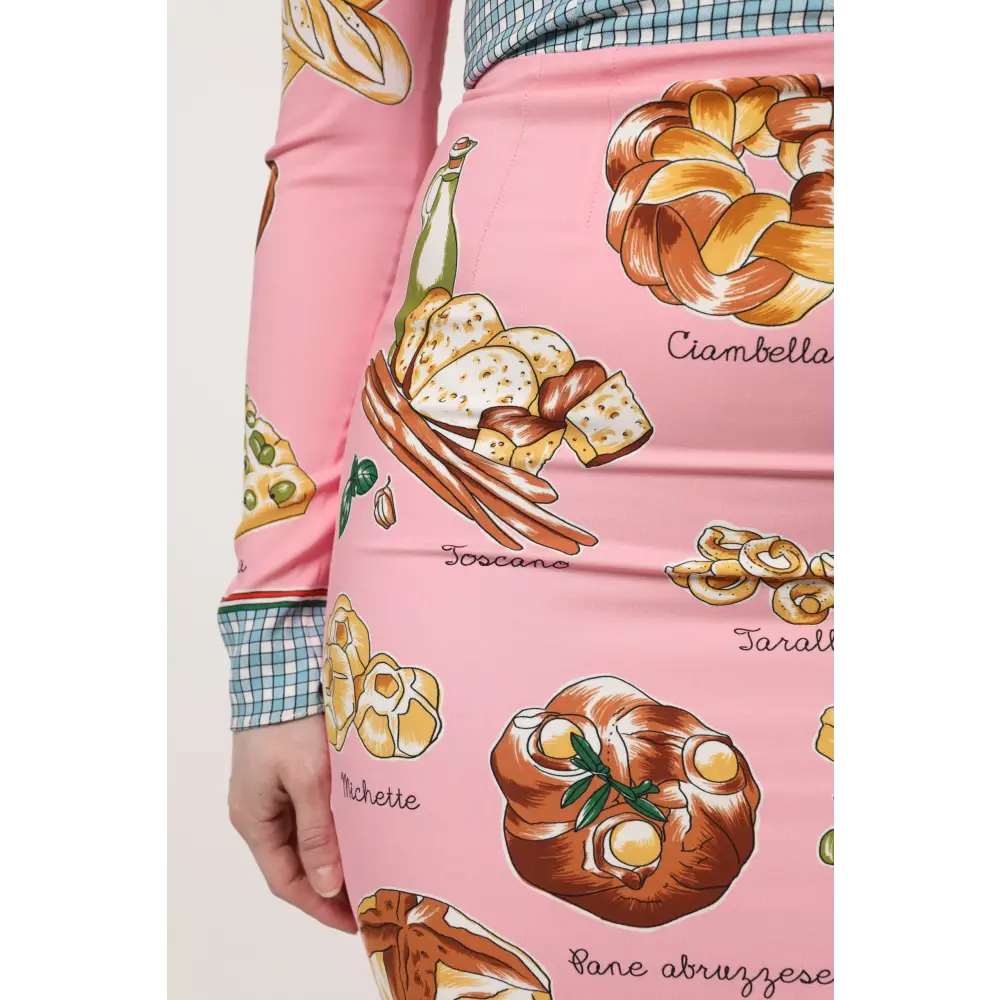 Dolce & Gabbana Pink Pastry Print Bodycon Sheath Midi Dress