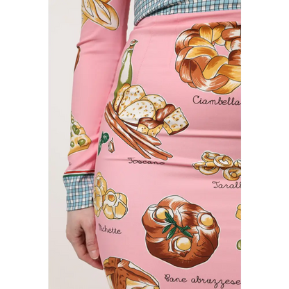 Dolce & Gabbana Pink Pastry Print Bodycon Sheath Midi Dress