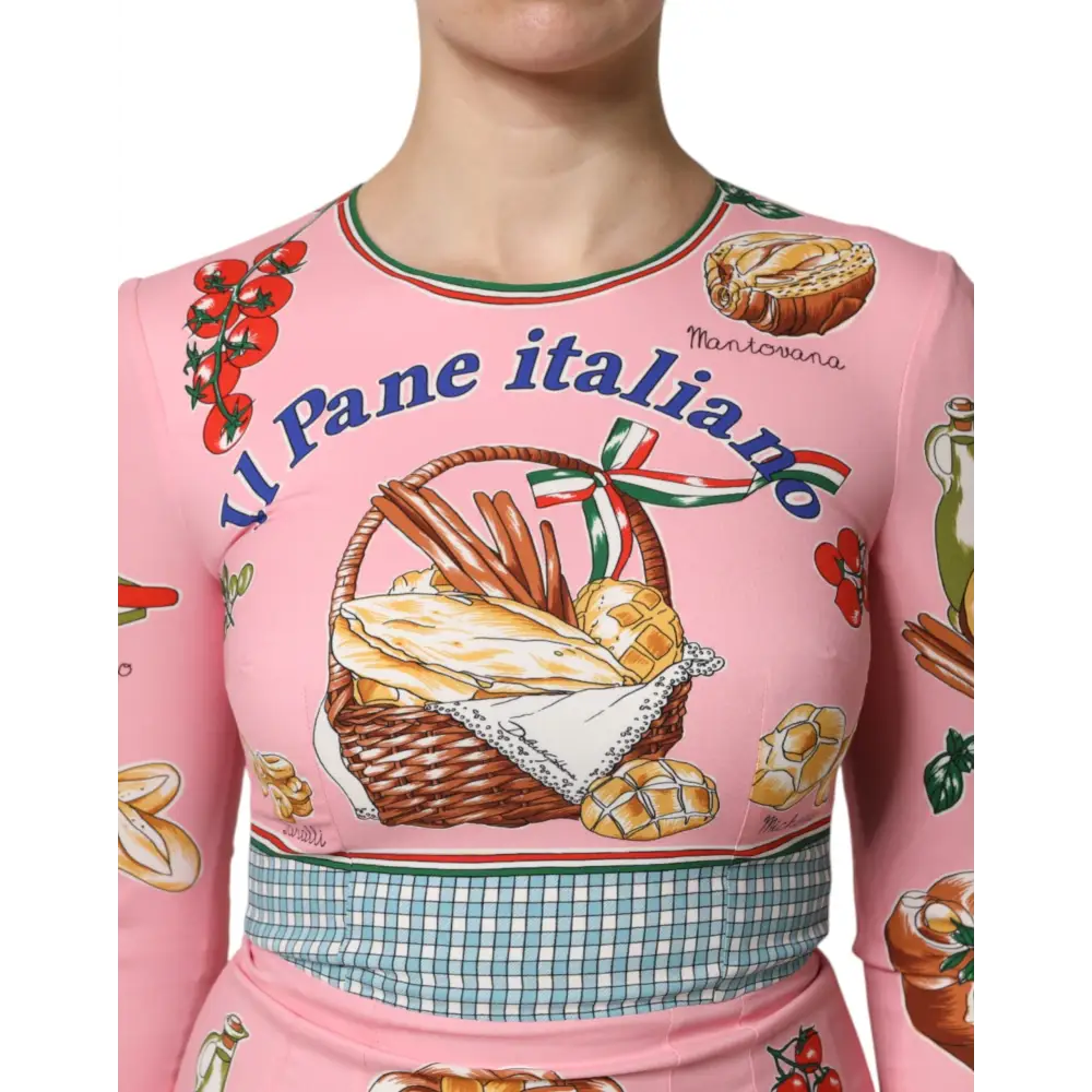 Dolce & Gabbana Pink Pastry Print Bodycon Sheath Midi Dress