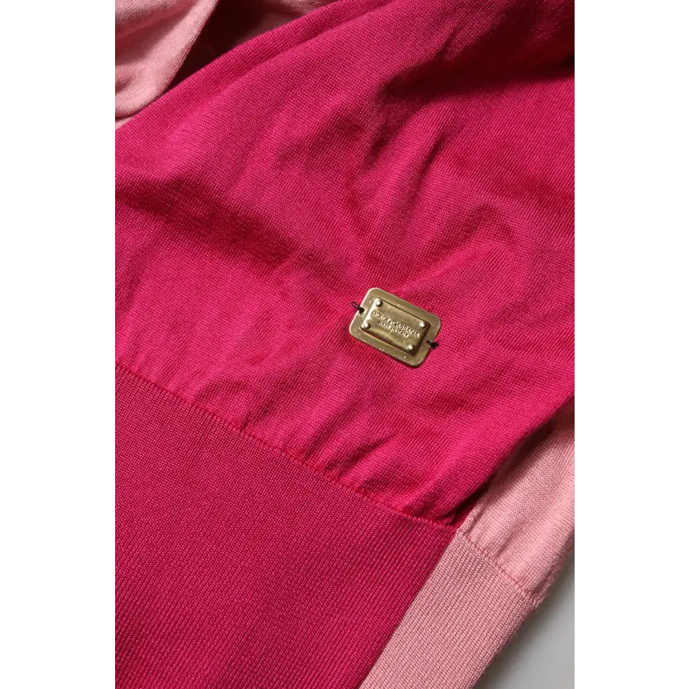 Dolce & Gabbana Pink Short Sleeves Buttoned Ascot Collar Top - Bluser