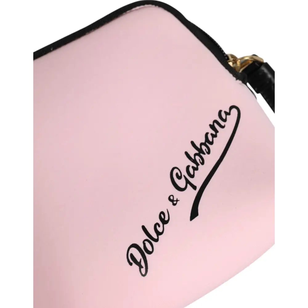 Dolce & Gabbana Pink Solid Nylon DG Logo Print Clutch Zip Borse Pouch Bag