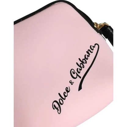 Dolce & Gabbana Pink Solid Nylon DG Logo Print Clutch Zip Borse Pouch Bag