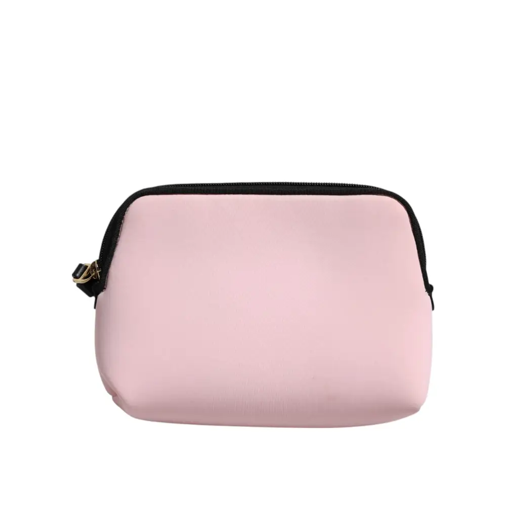 Dolce & Gabbana Pink Solid Nylon DG Logo Print Clutch Zip Borse Pouch Bag
