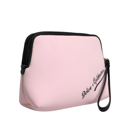 Dolce & Gabbana Pink Solid Nylon DG Logo Print Clutch Zip Borse Pouch Bag