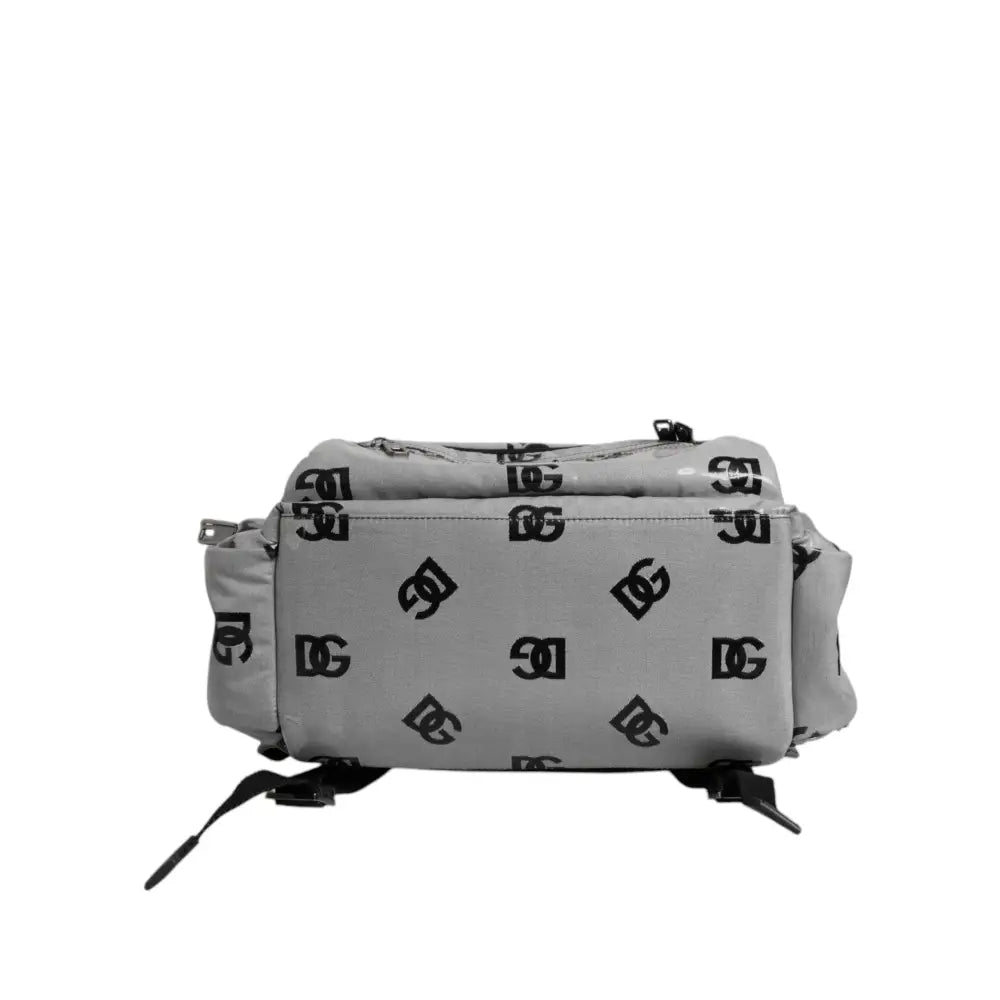 Dolce & Gabbana Polyester Gray Black DG Logo Plaque Backpack Bag