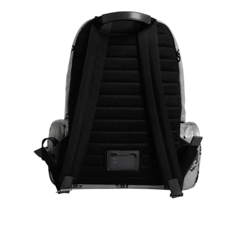 Dolce & Gabbana Polyester Gray Black DG Logo Plaque Backpack Bag