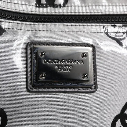 Dolce & Gabbana Polyester Gray Black DG Logo Plaque Backpack Bag