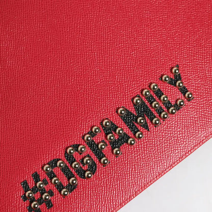 Dolce & Gabbana Red #DGFamily Embellished Leather Clutch Bag