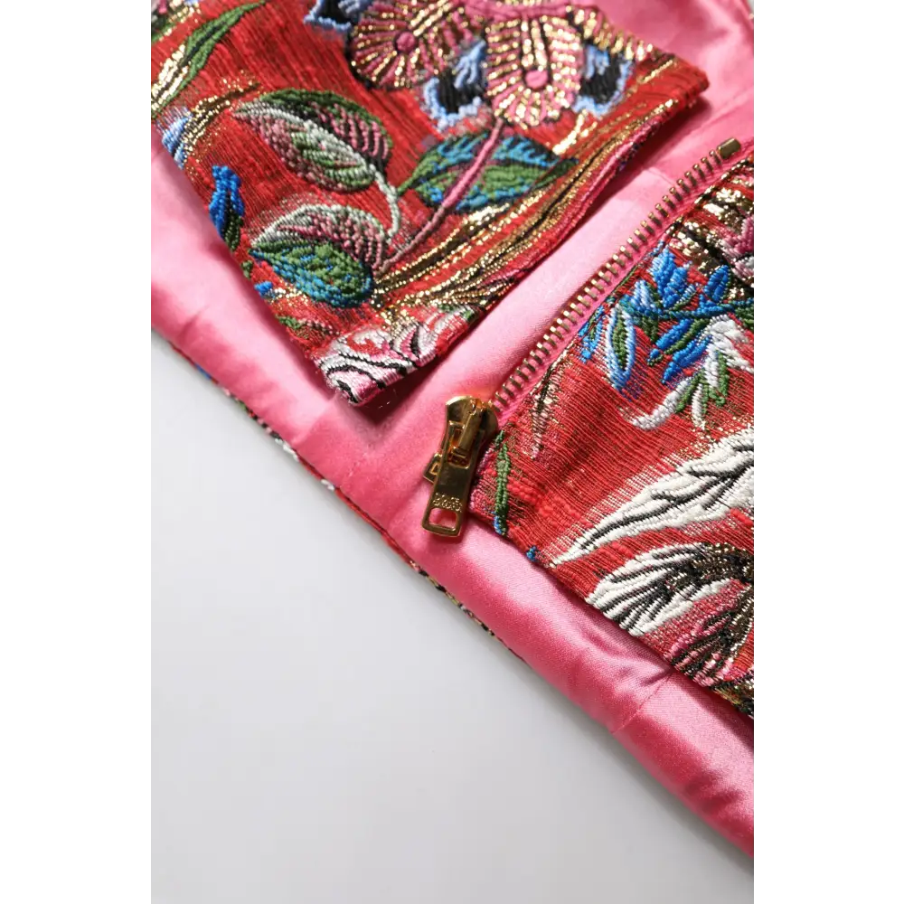 Vibrant Dolce & Gabbana rød floral brokade cropped bustier, 100% originale brands