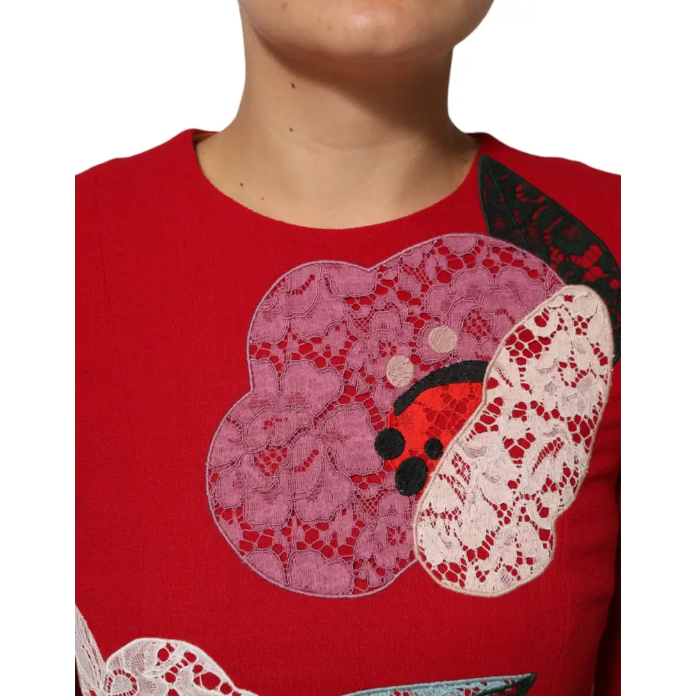 Dolce & Gabbana rød blomsterbord appliqué A-line minikjole med marie