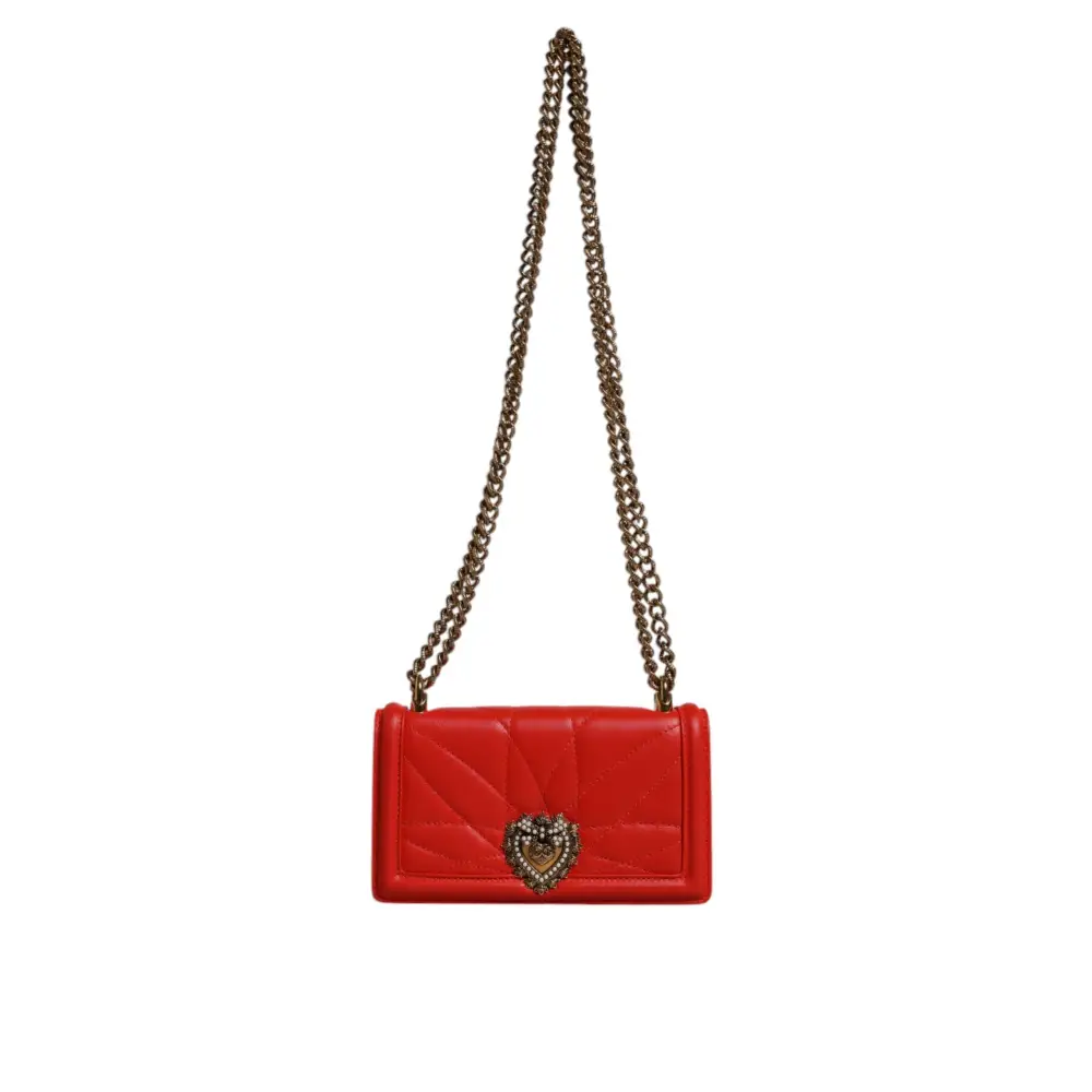 Vibrant rød quiltet læder Devotion crossbody taske fra Dolce & Gabbana