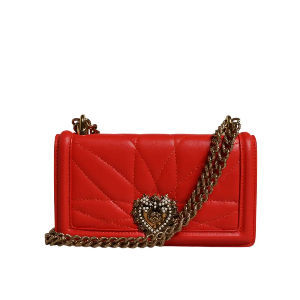 Vibrant rød quiltet læder Devotion crossbody taske fra Dolce & Gabbana