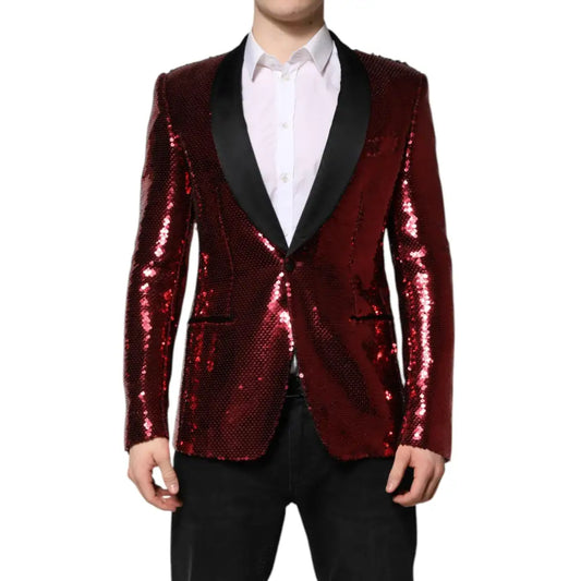 Dolce & Gabbana Red SICILIA Sequin Embellish Blazer Jacket