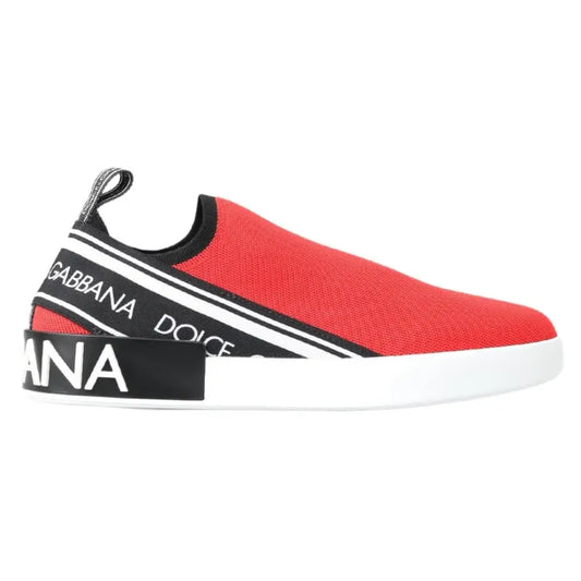 Dolce & Gabbana Red White Flat Sneakers Loafers Shoes