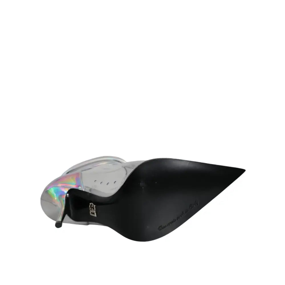 Dolce & Gabbana Silver Iridescent PVC Pointed Short Boots Shoes