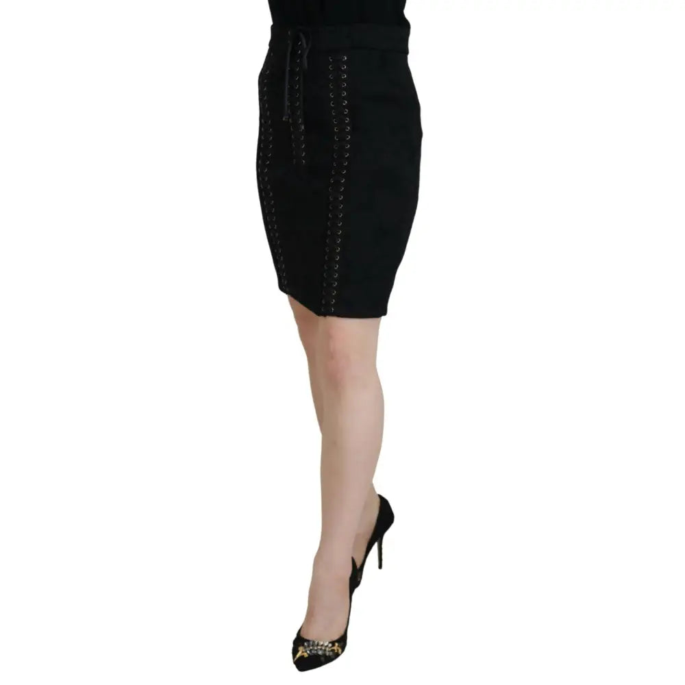 Dolce & Gabbana Sort Brocade Mini Above Knee Pencil Skirt