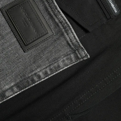 Dolce & Gabbana Sort Grå slim Bomuld Denim Jeans